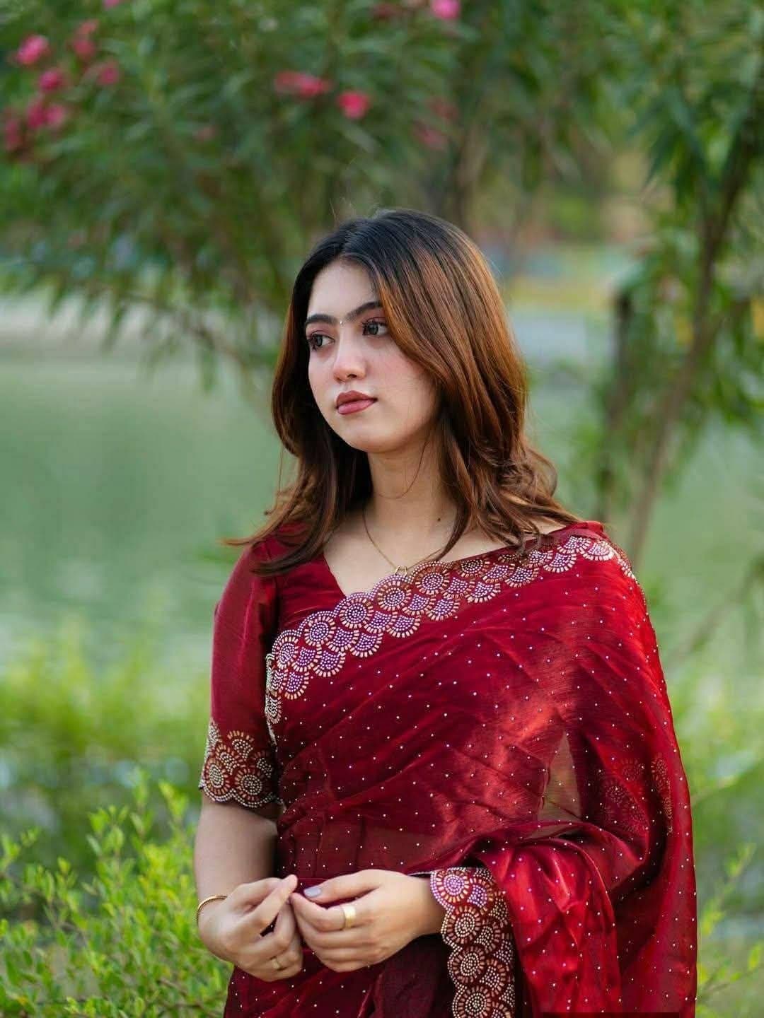 🌸 Pure Georgette Stone Work Saree 🌸 thumbnail 4