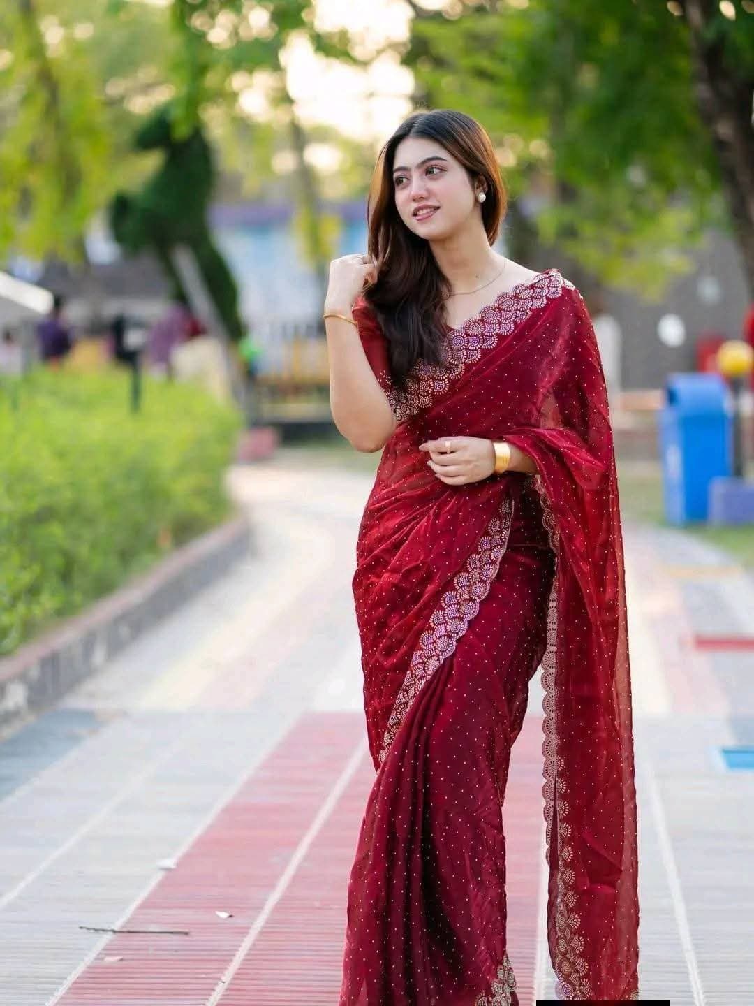 🌸 Pure Georgette Stone Work Saree 🌸 thumbnail 7