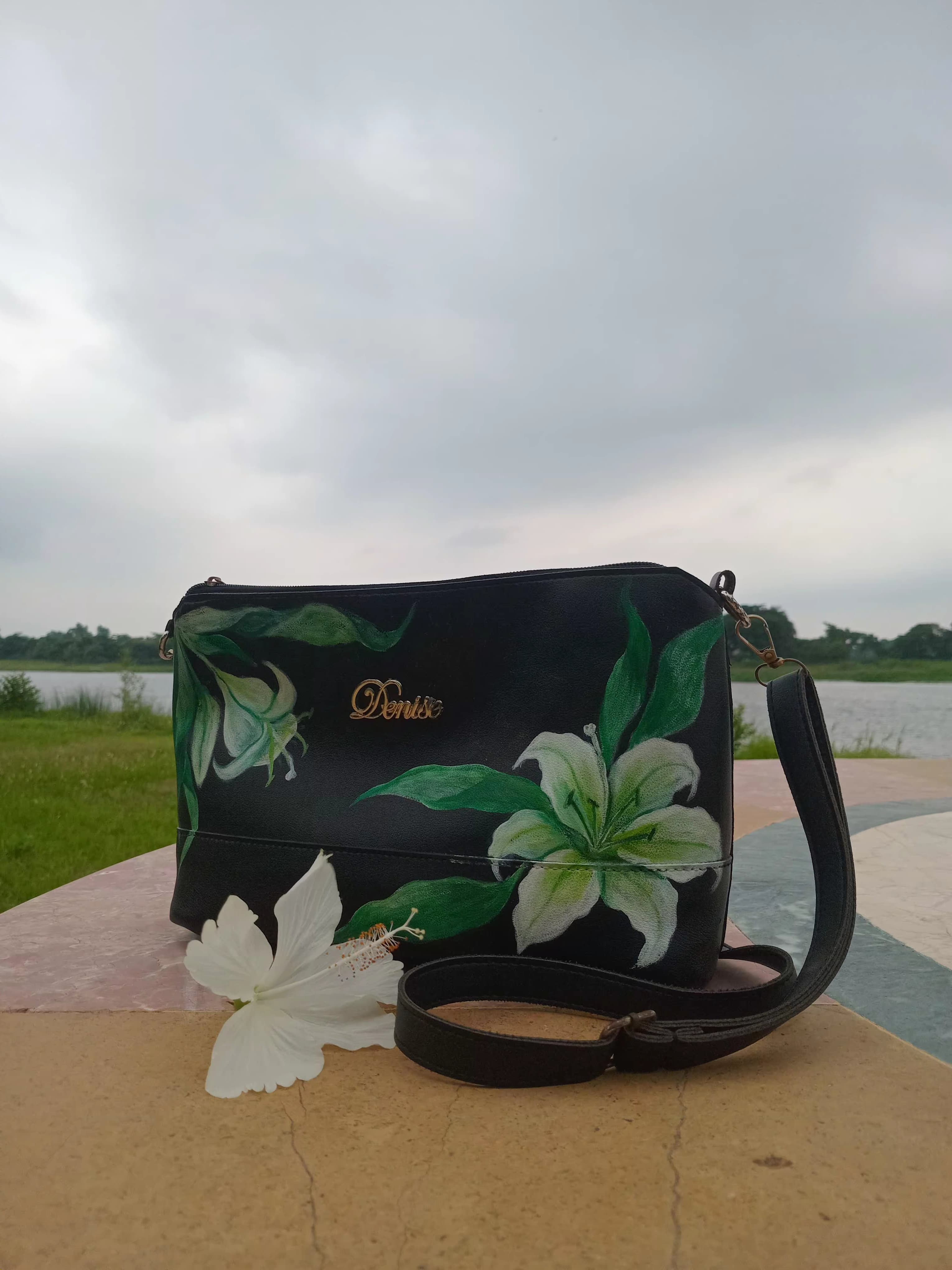 Hand Painted Lily Crossbody Bag thumbnail 1