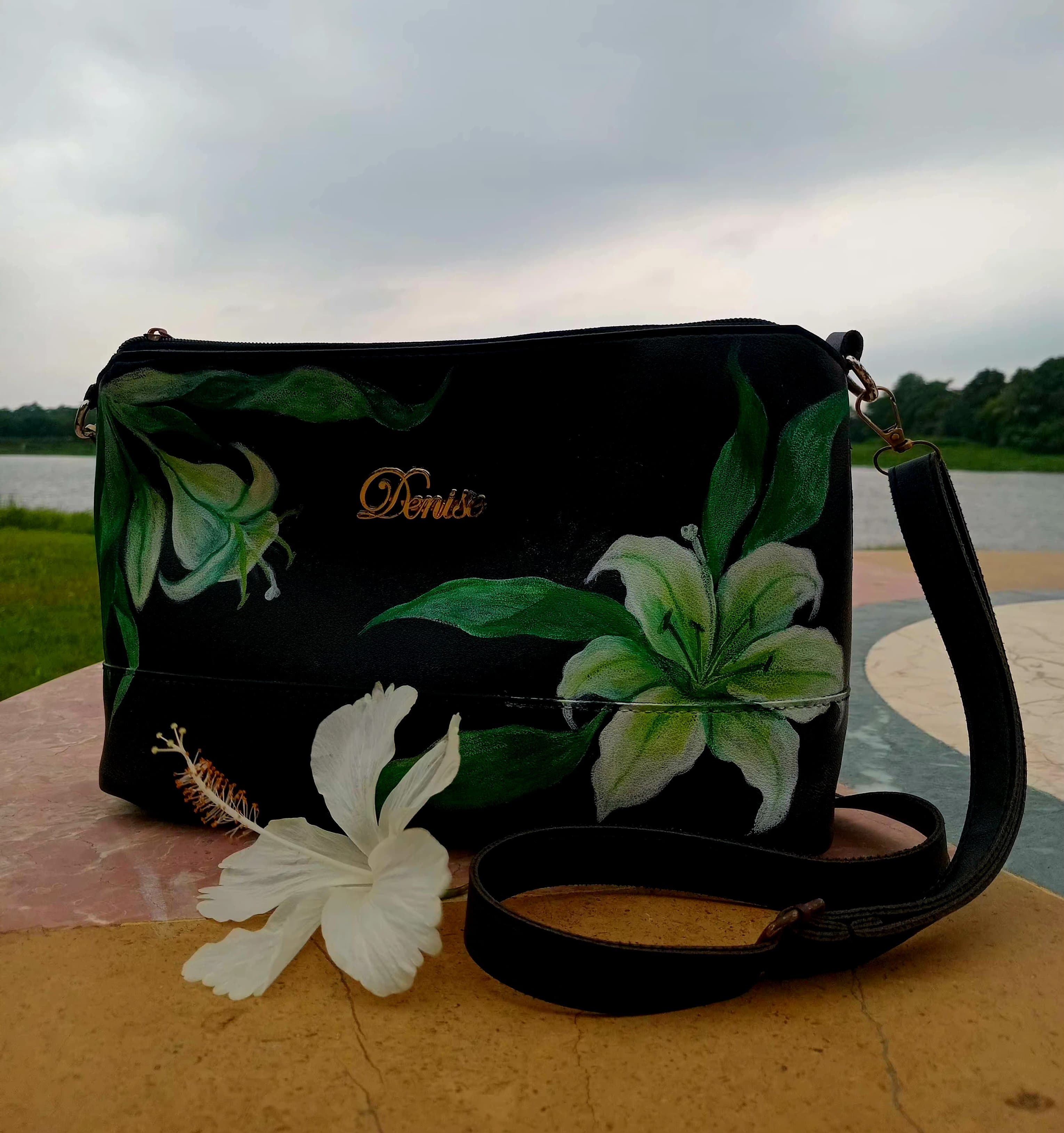 Hand Painted Lily Crossbody Bag thumbnail 2