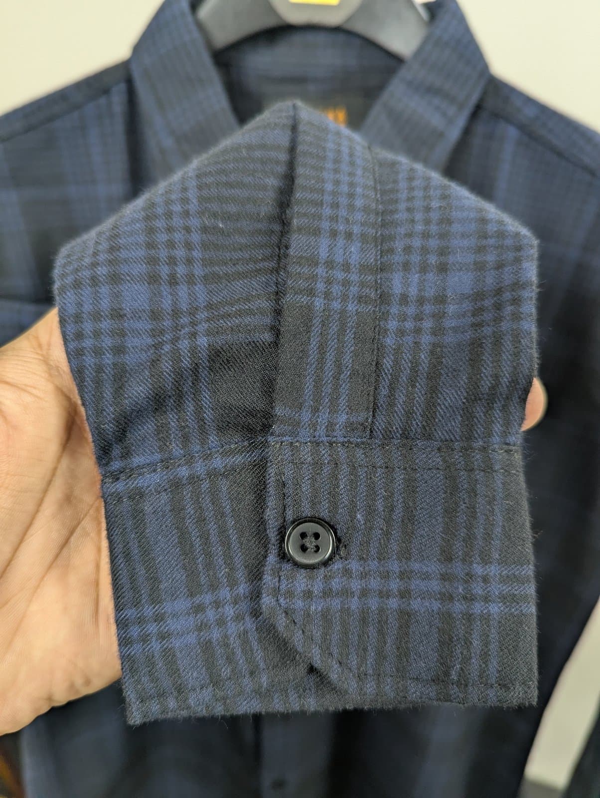 Slim Fit Nevy Blue & Black Check Shirt | Premium Cotton Blend | Full Sleeve thumbnail 3