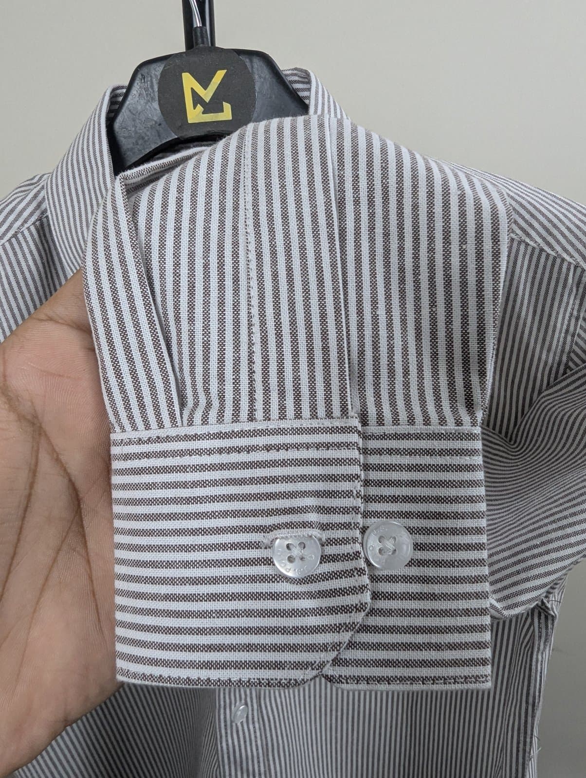 Old Money Striped Shirt Brown | Slim Fit thumbnail 3
