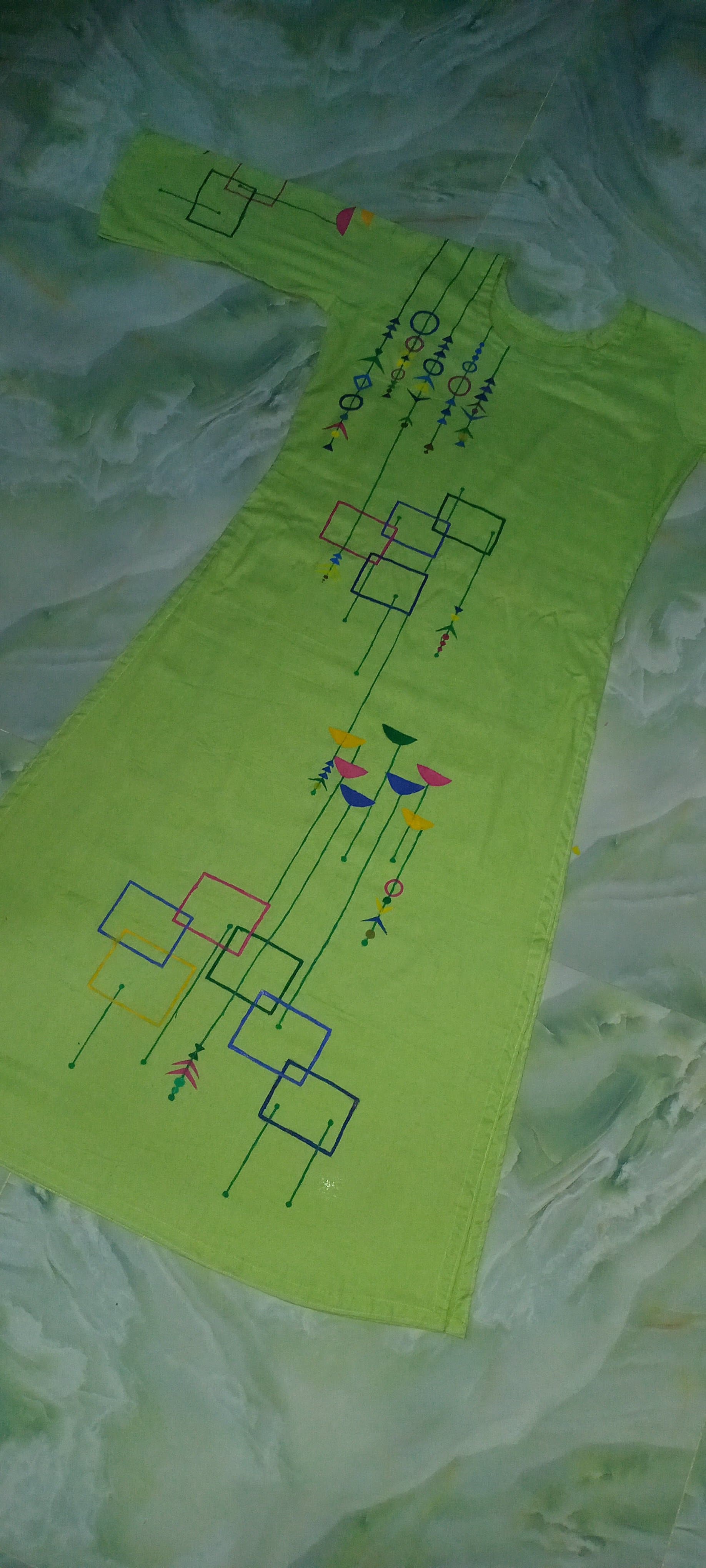 Hand-Painted Green Floral Kurti thumbnail 2