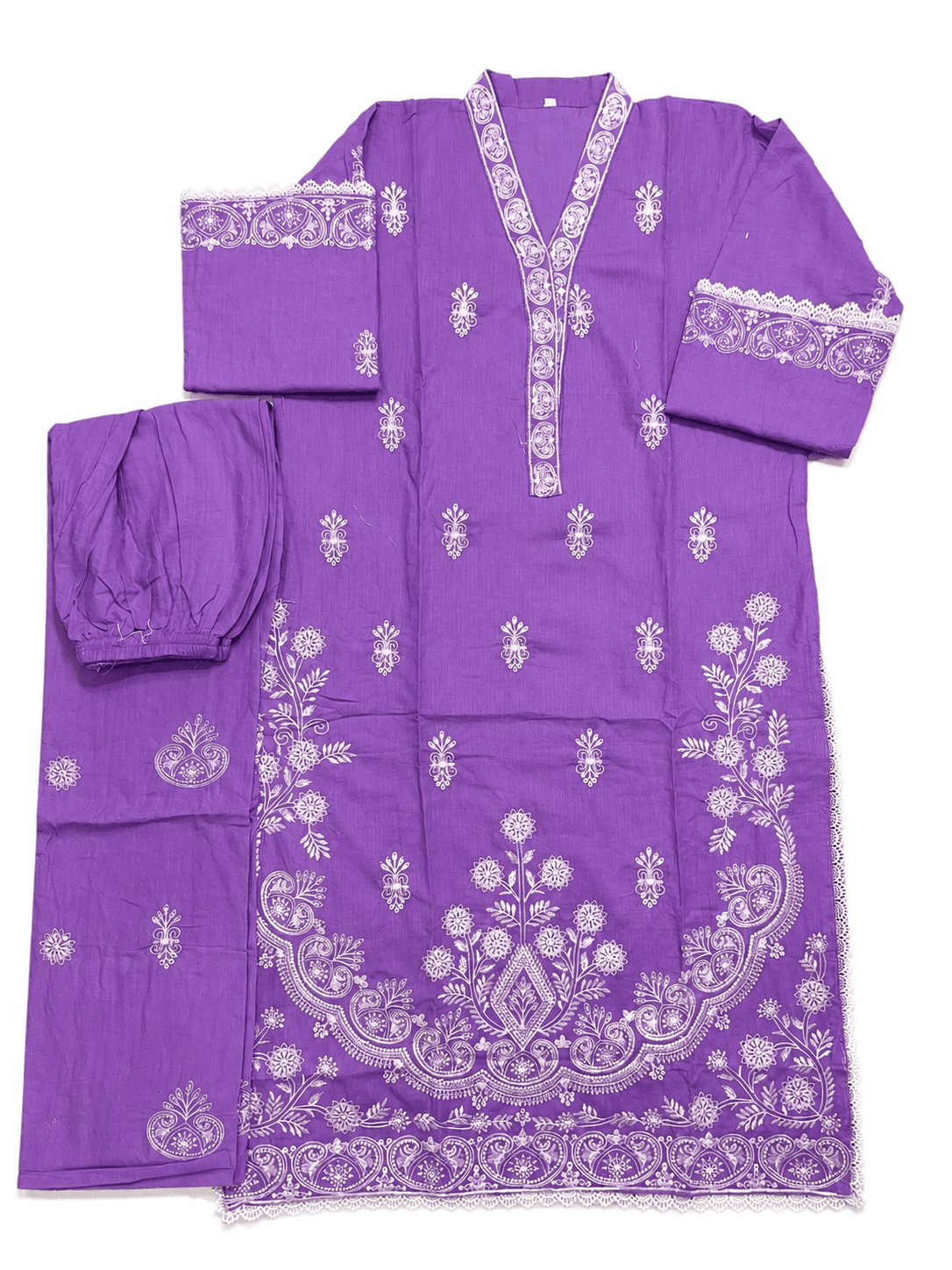 Aarong Cotton Embroidered Two Piece Set - Purple thumbnail 2