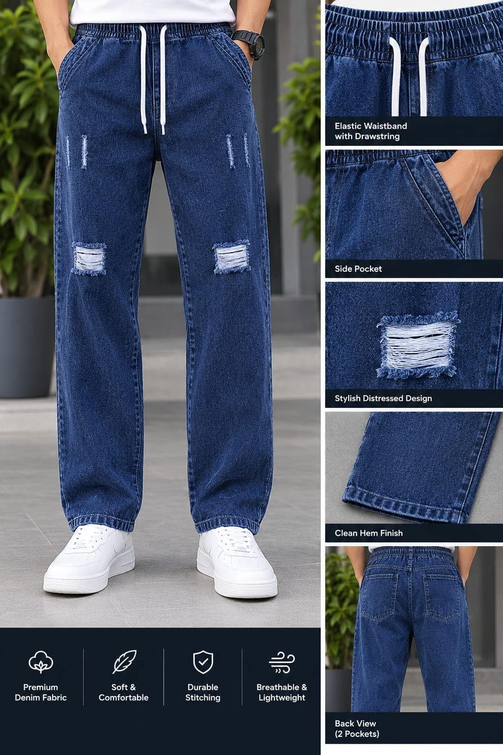 Stylish Semi Baggy Cargo Denim Pant thumbnail 1