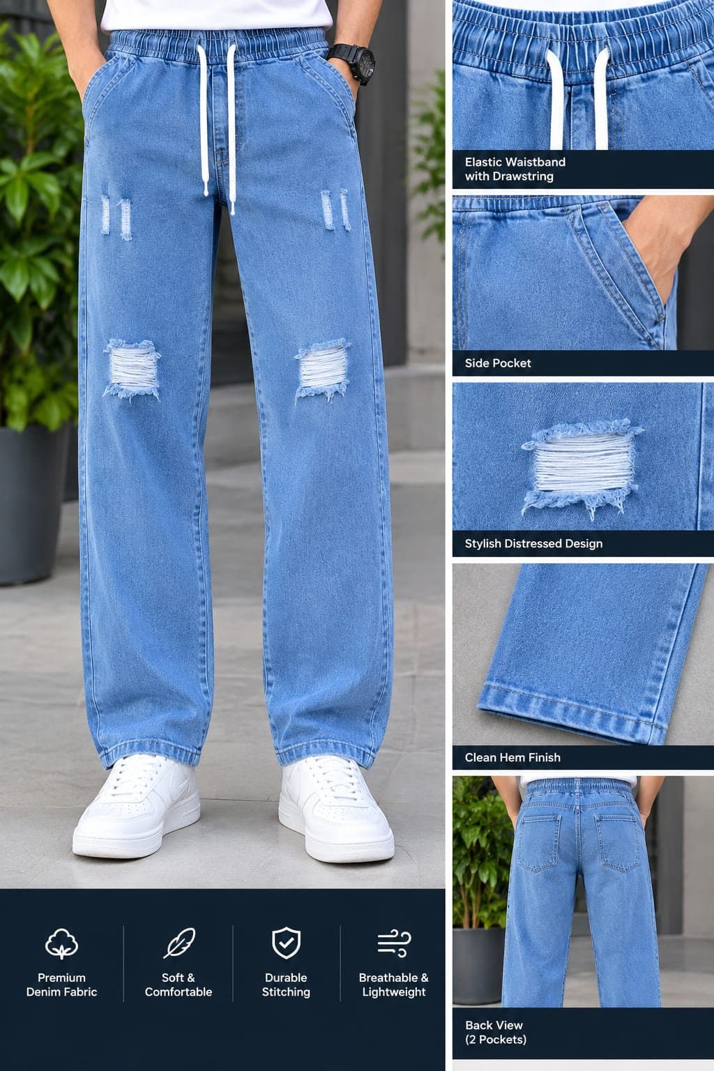 Stylish Semi Baggy Cargo Denim Pant thumbnail 1