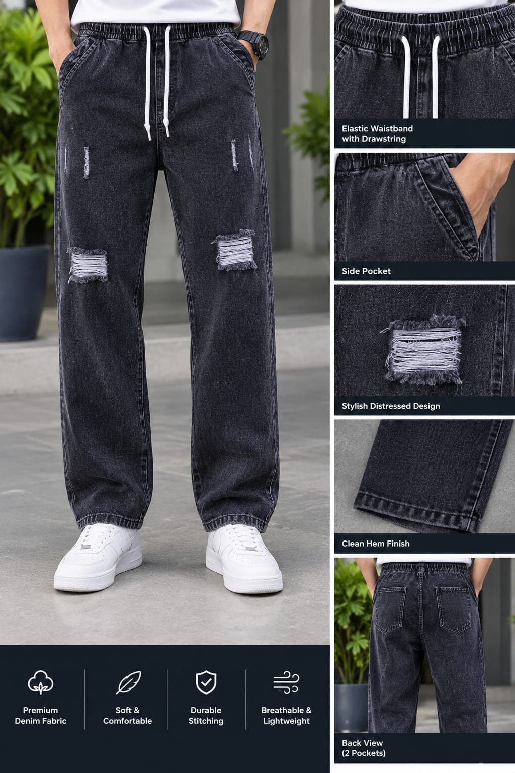 Stylish Semi Baggy Cargo Denim Pant thumbnail 3