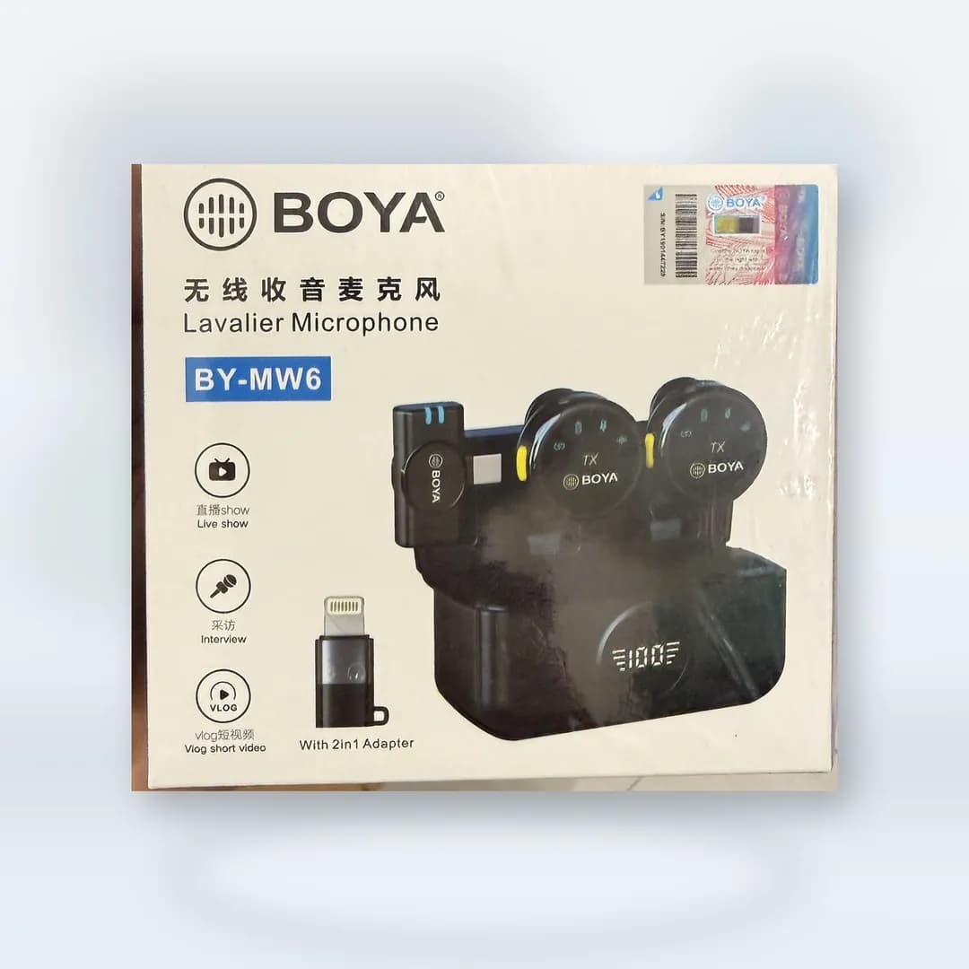 BOYA BY-MW6 Wireless Lavalier Microphone – Dual Transmitter (original verient) thumbnail 1
