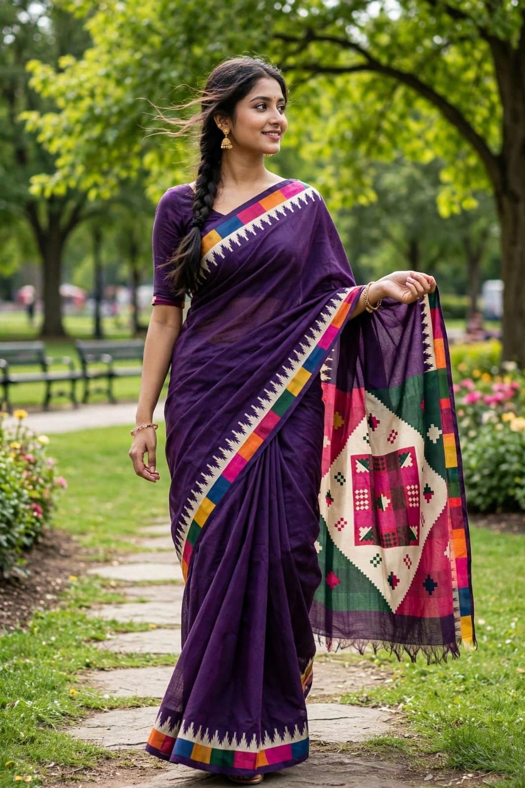 Chanderi Silk Saree With Blause Pcs thumbnail 2