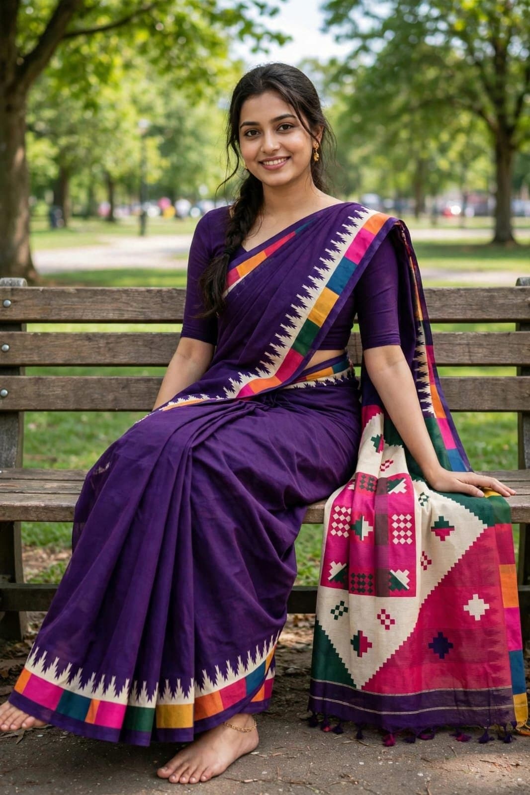 Chanderi Silk Saree With Blause Pcs thumbnail 3