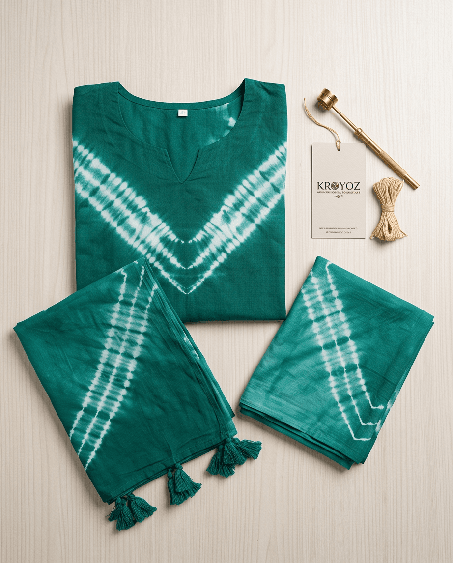 Deep Green Shibori Batik Dress | KBD-09 thumbnail 2