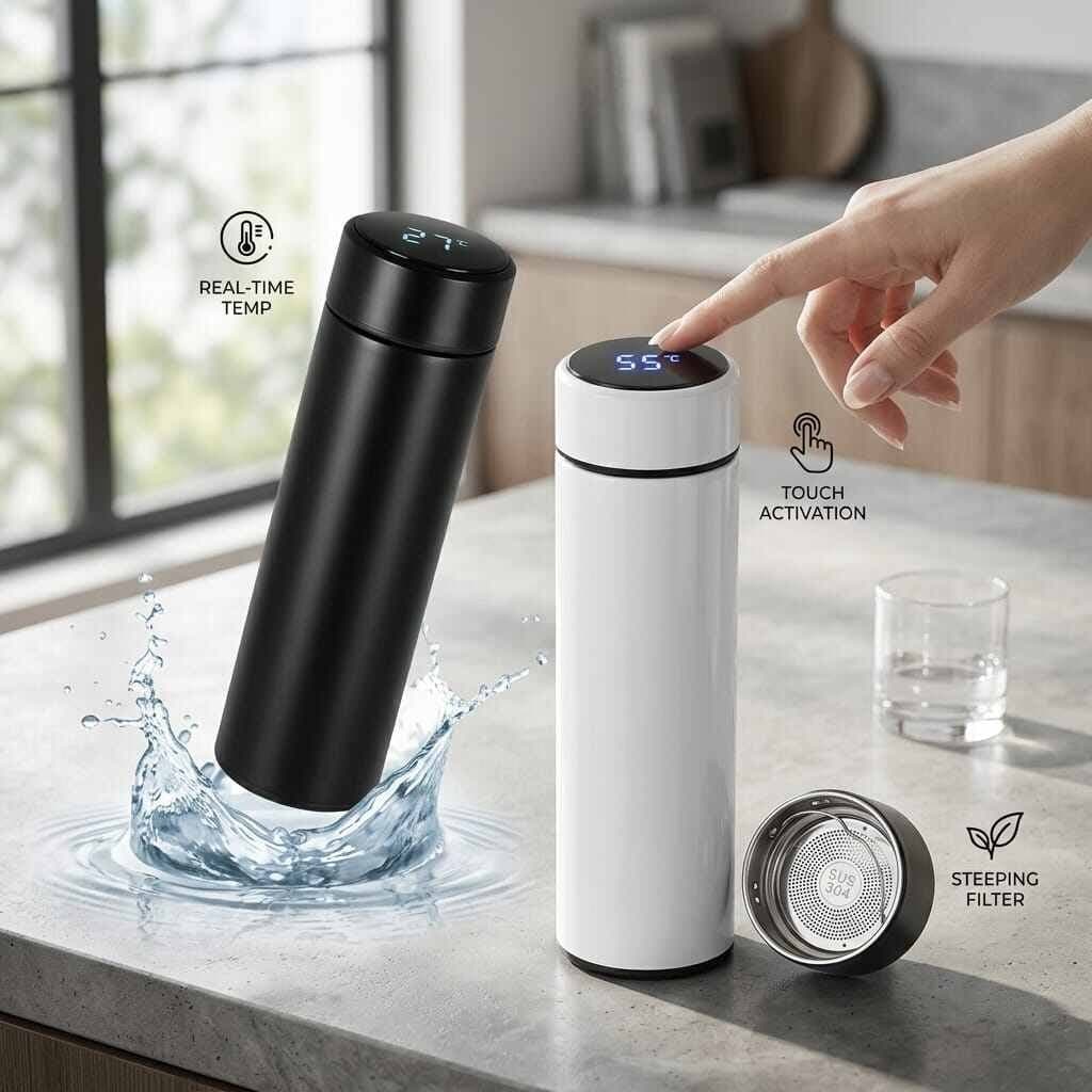 LED Display Stainless Steel Thermal Flask 500ml Multicolor thumbnail 1