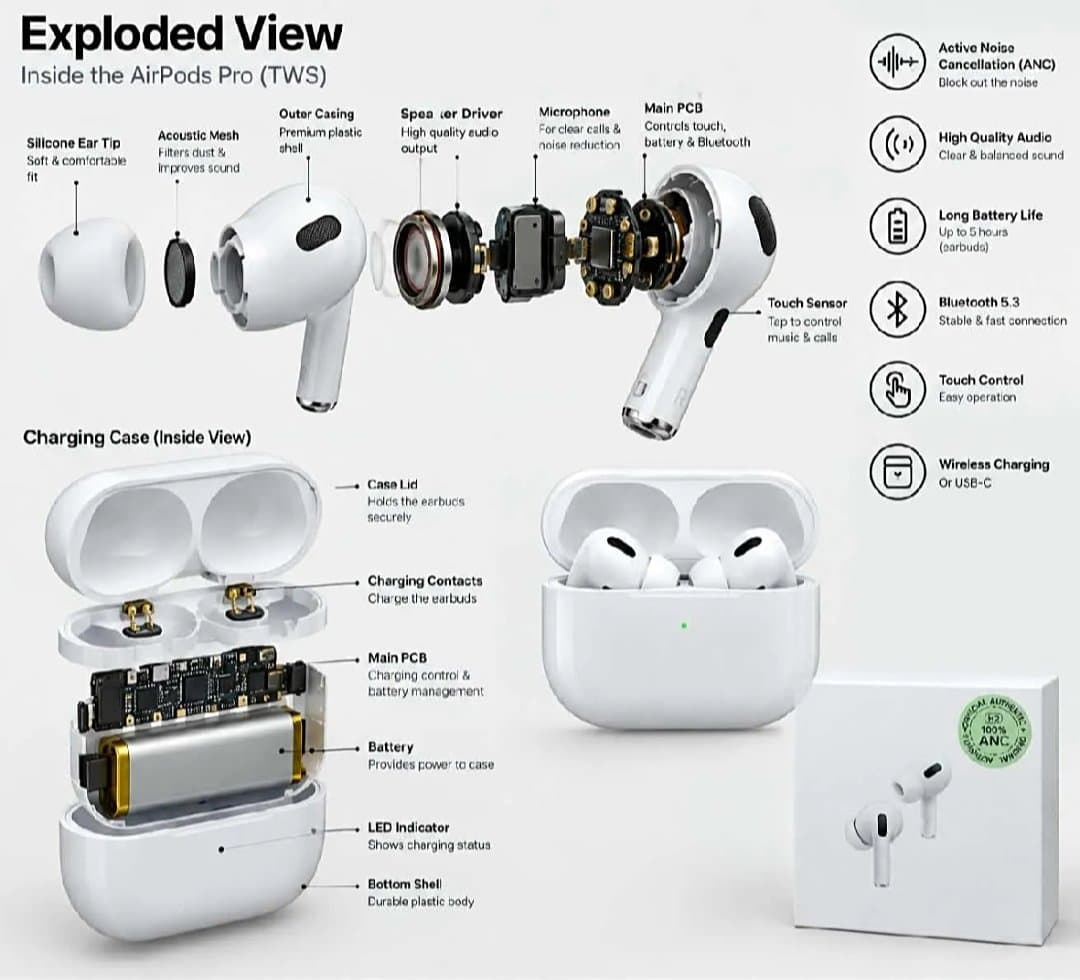 ANC AirPods Pro 2nd Generation Dubai Edition - Black - White thumbnail 2