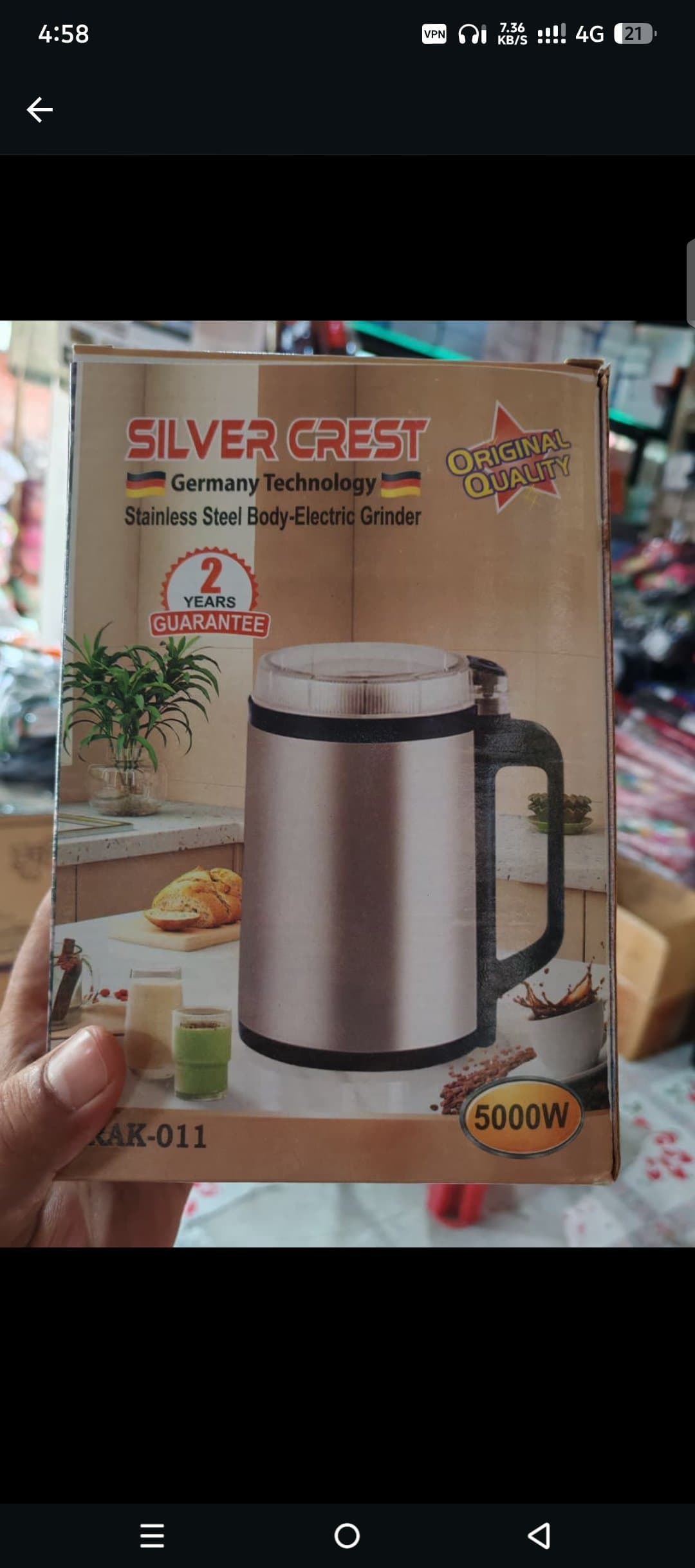 Silver Crest RAK-001 Electric Grinder Powerful 5000 Stainless Steel Body Spice, Coffee Bean, Nut & Grain Grinder Machine | Germany Technology Home & Commercial Use Multipurpose Mill Blender (Original Quality) - Fast & Efficien thumbnail 3