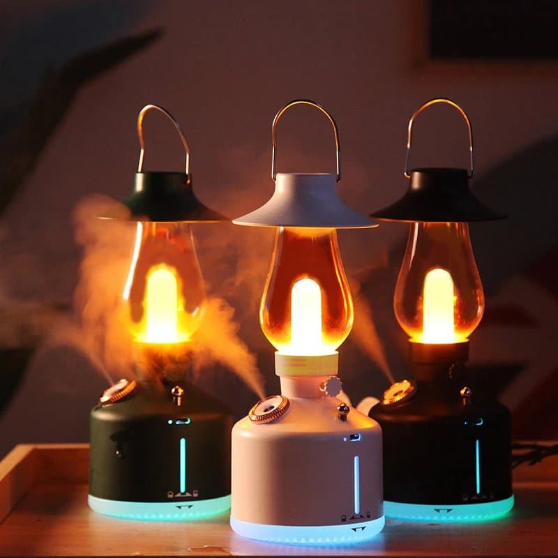 Wireless Air Humidifier Camping Lamp Aromatherapy Diffuser with LED Light USB Chargeable Retro Kerosene Lamp Mist Maker for Home thumbnail 5