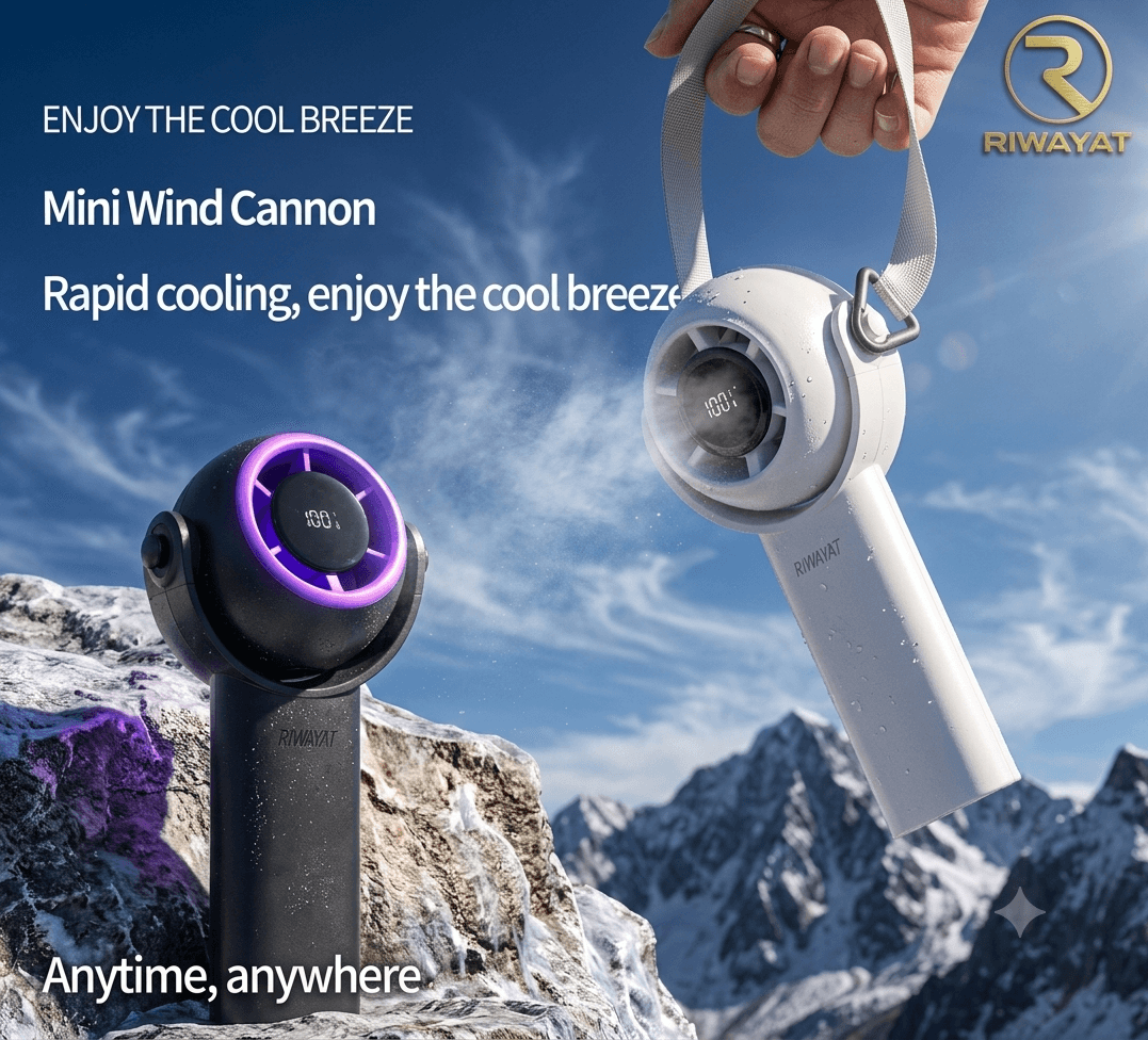 Handheld Fan High-Speed Portable Turbofan USB Rechargeable Electric Fan with Digital Display Support 100-Speeds Infinitely Adjustable for Camping Travel Home thumbnail 1