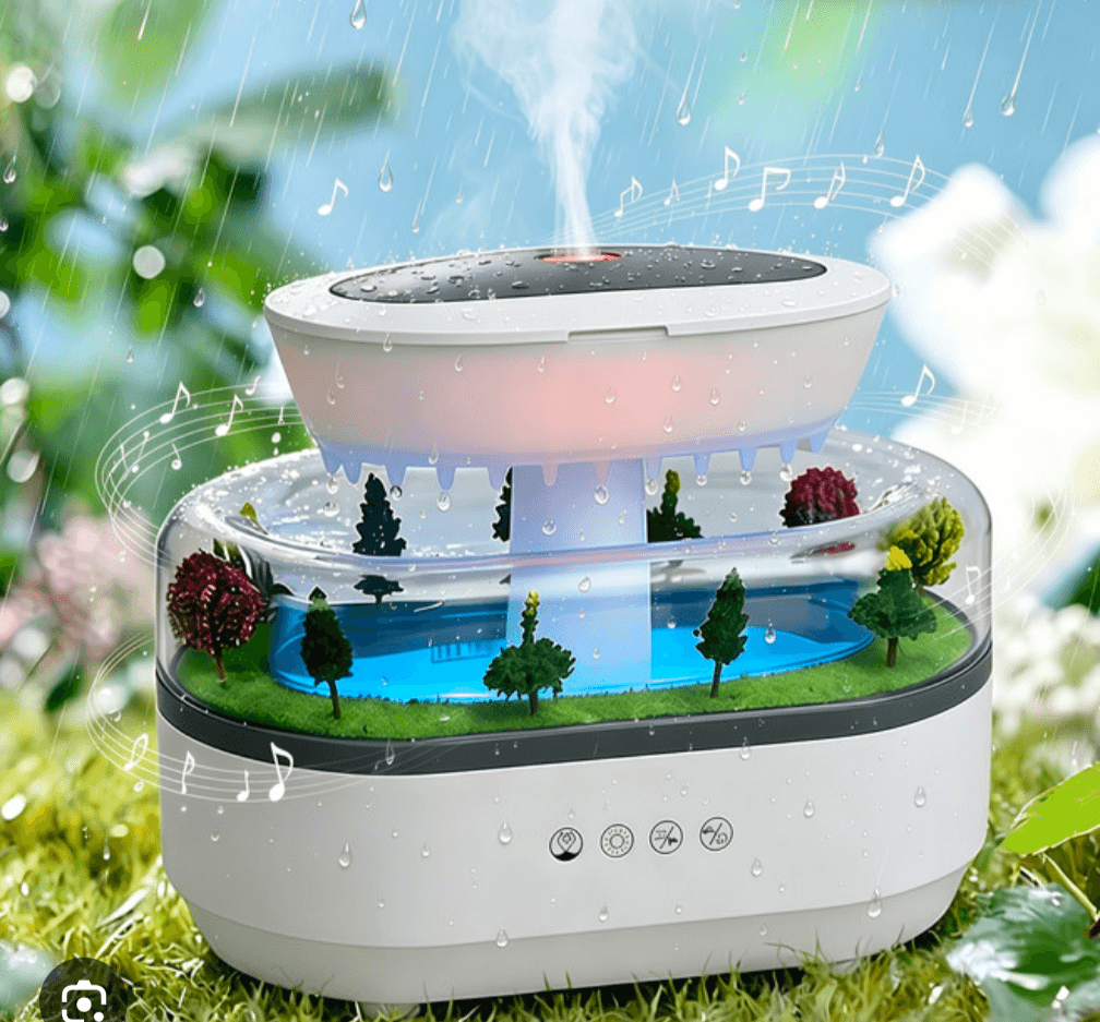 Rain Cloud Aroma Diffuser Small Air Humidifiers Water Drip Micro Landscape Essential Oils Ultrasonic Diffuser With 7 Night Light Landscape thumbnail 3