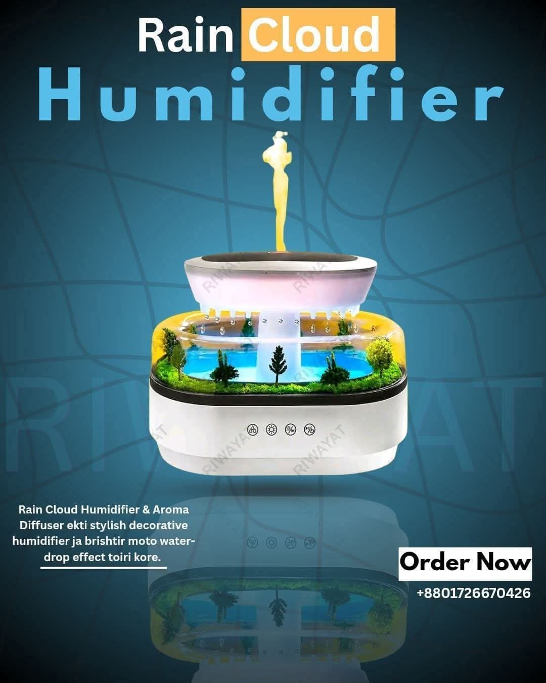 Rain Cloud Aroma Diffuser Small Air Humidifiers Water Drip Micro Landscape Essential Oils Ultrasonic Diffuser With 7 Night Light Landscape thumbnail 4