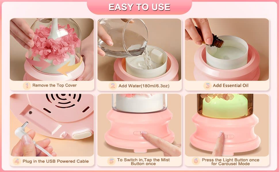 Brand: SLYHHZHMY
Colorful Night Light Aroma Humidifier Color Changing Silent Portable Aroma Diffuser Suitable for Home, Bedroom and Office (Powder) thumbnail 3