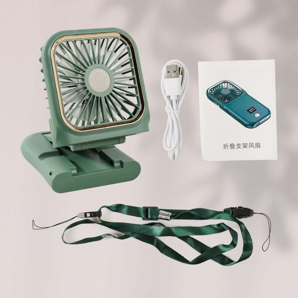 : UBERSWEET
Folding Neck Fan, 5 in 1 Hanging Neck Fan USB Rechargeable Phone Holder for Home (White) thumbnail 5