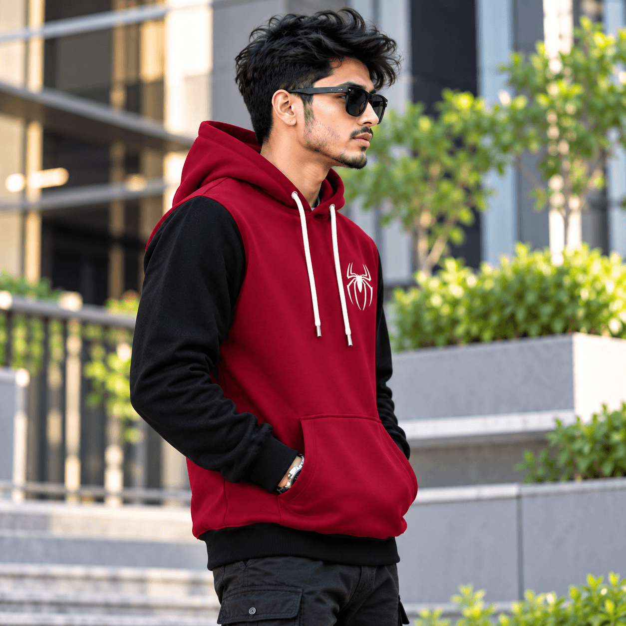 Premium Spider Hoodie for Men – Maroon & Black | DR Fashion thumbnail 4