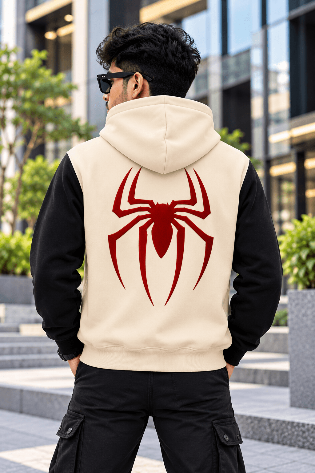 Cream & Black Spider Hoodie for Men – DR Fashion thumbnail 2