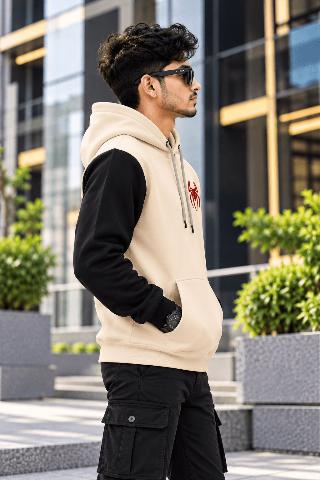 Cream & Black Spider Hoodie for Men – DR Fashion thumbnail 3