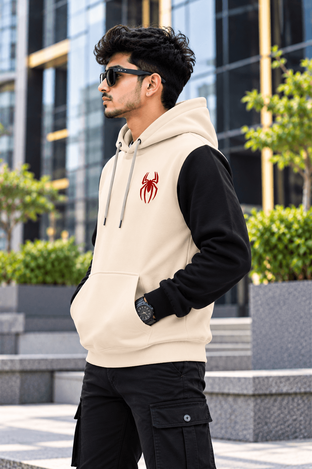 Cream & Black Spider Hoodie for Men – DR Fashion thumbnail 4