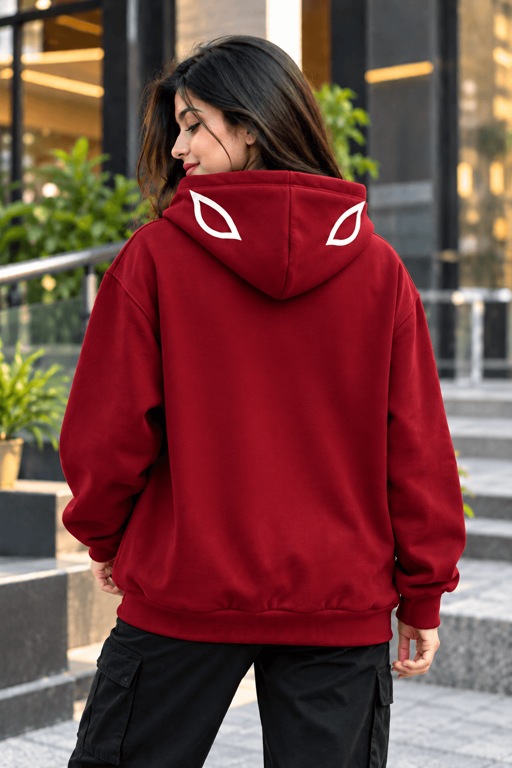 Women’s Burgundy Spider Hoodie – DR Fashion thumbnail 2