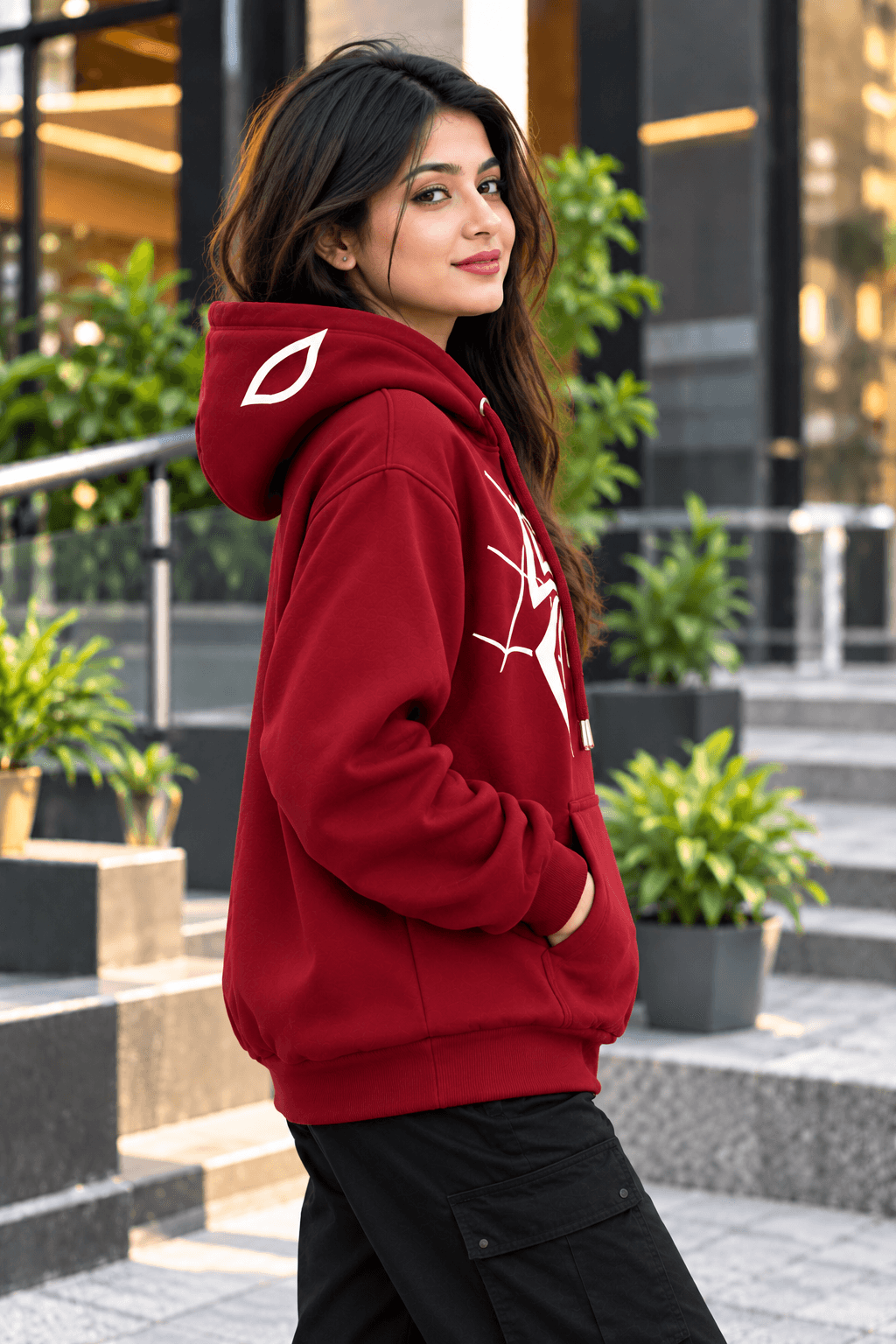 Women’s Burgundy Spider Hoodie – DR Fashion thumbnail 4