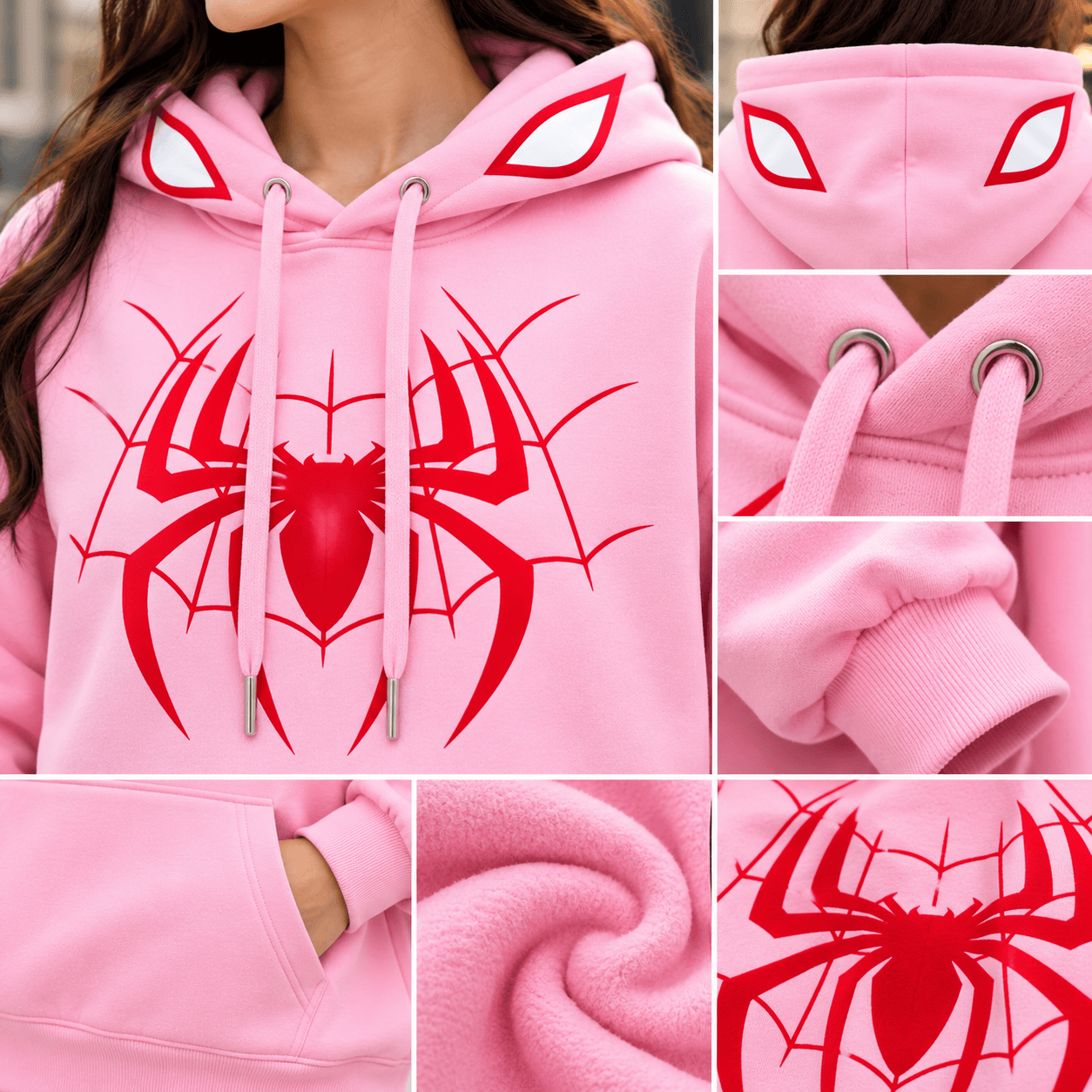 Women’s Pink Spider Hoodie – DR Fashion thumbnail 5