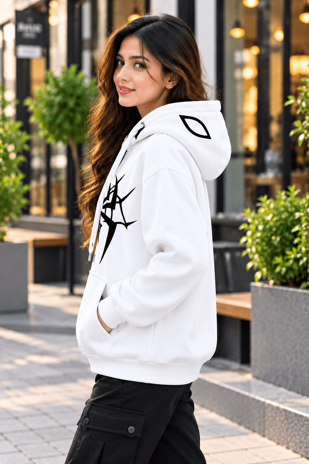 Women’s White Spider Hoodie – DR Fashion thumbnail 4