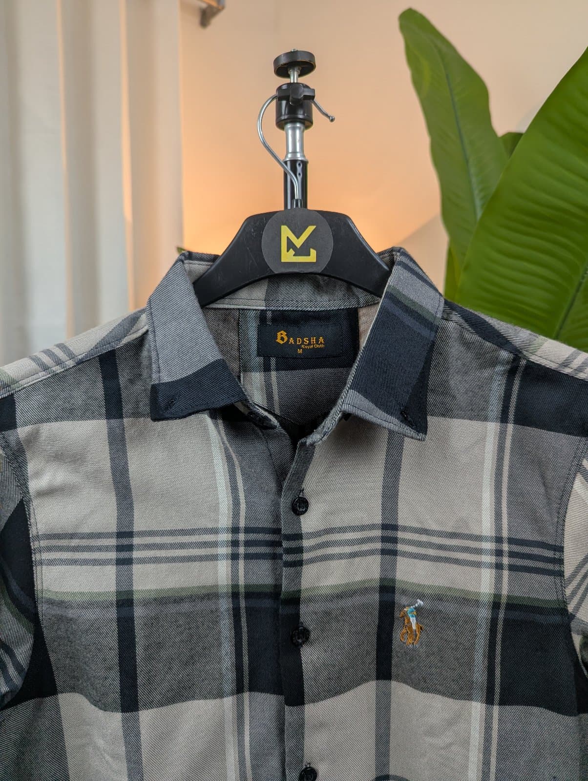 Slim Fit Beige & Black Check Shirt | Premium Cotton Blend | Full Sleeve