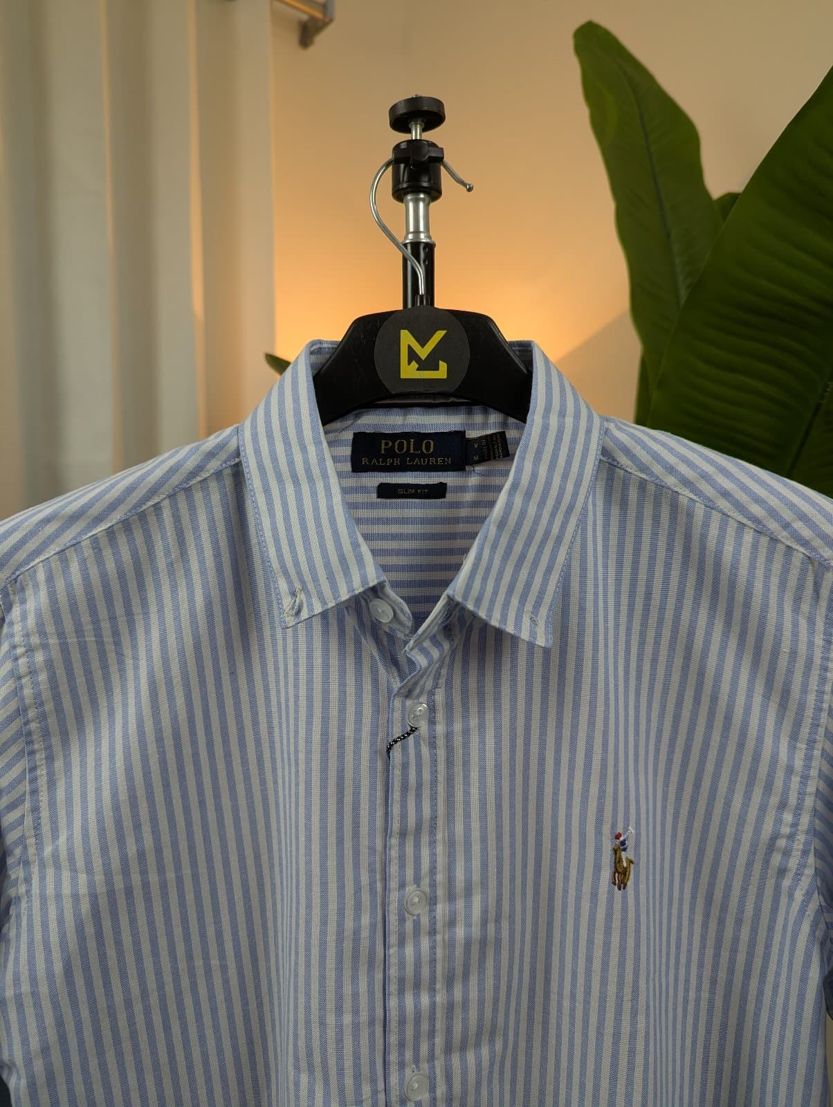 Old Money Striped Sky Color Shirt | Slim Fit