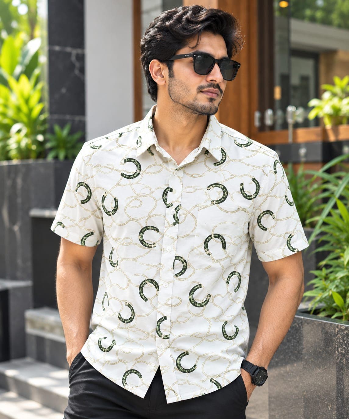 Print Shirt Cotton Half Sleeve For Men's