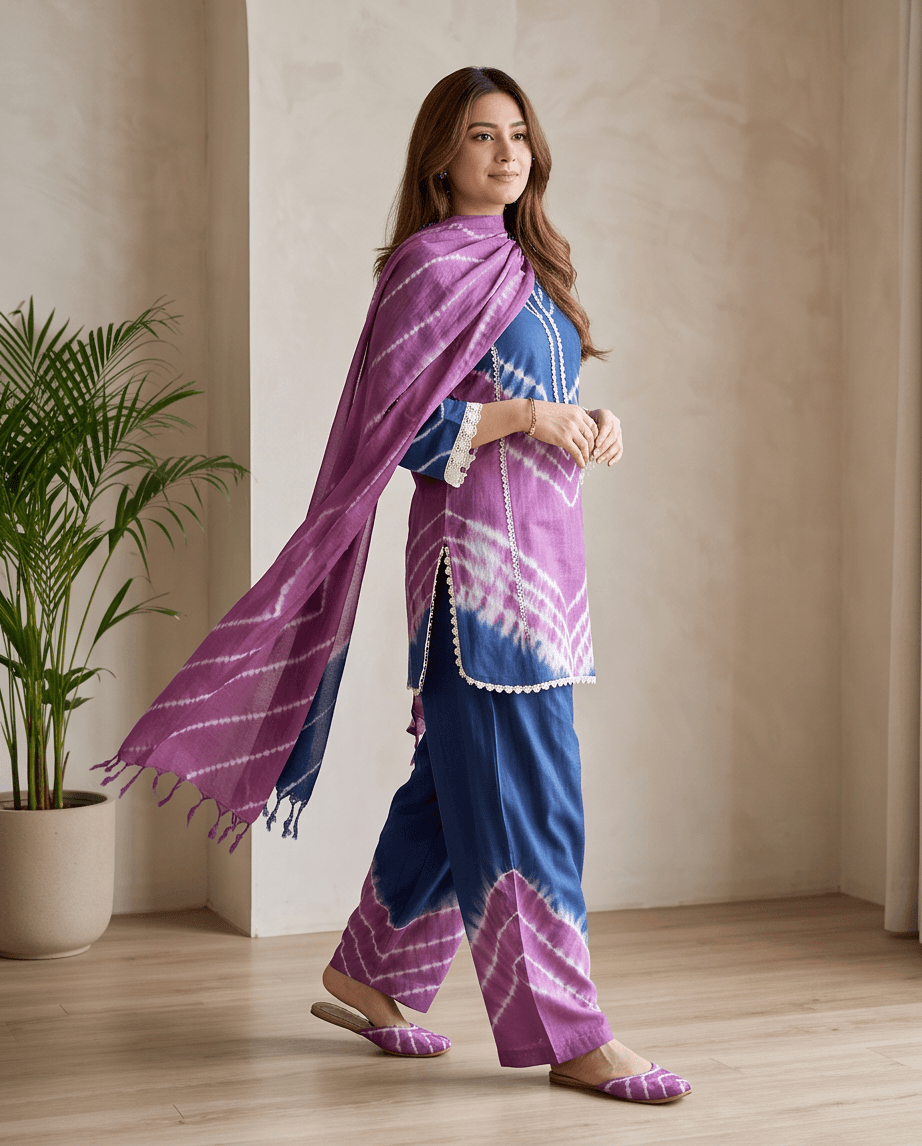 Royal Blue & Magenta Shibori Batik Dress | KBD-01