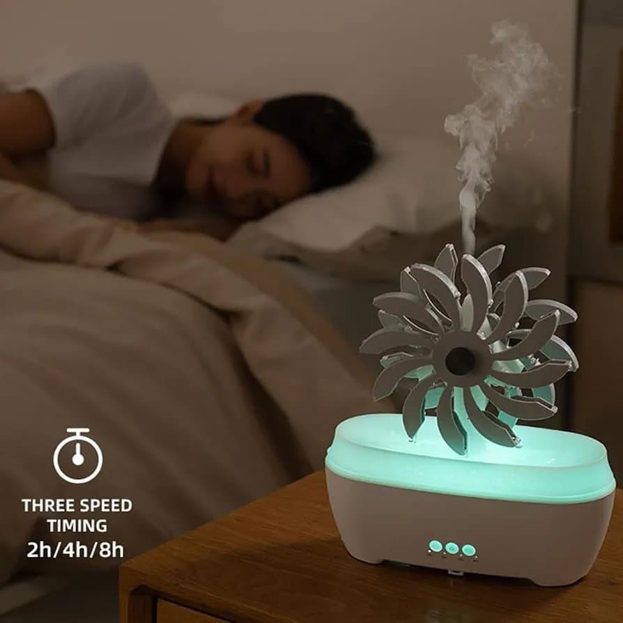 Plastic Oval Windmill Aroma Oil Diffuser, White, Corded Electric