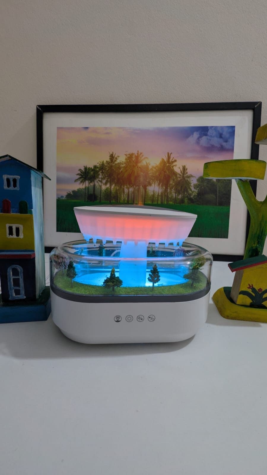 Rain Cloud Aroma Diffuser Small Air Humidifiers Water Drip Micro Landscape Essential Oils Ultrasonic Diffuser With 7 Night Light Landscape