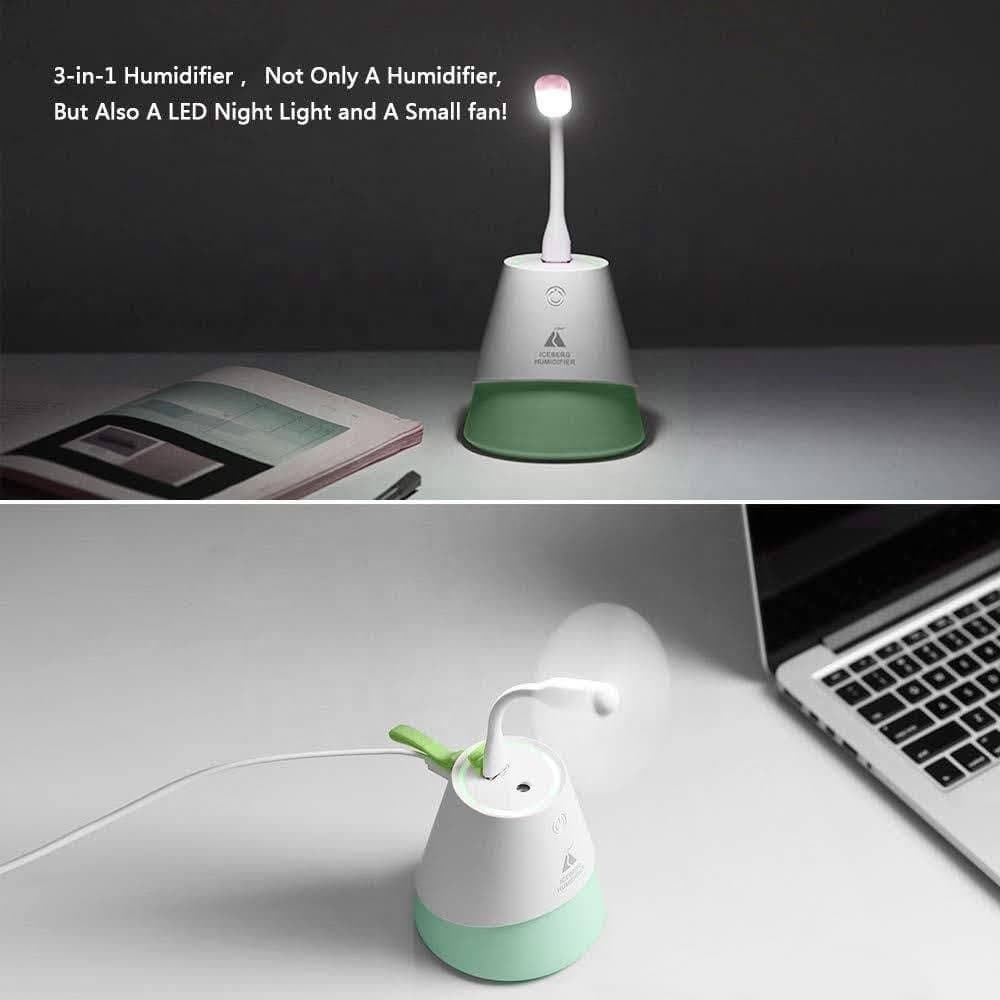 3-in-1 Iceberg Humidifier with USB Fan & LED Light