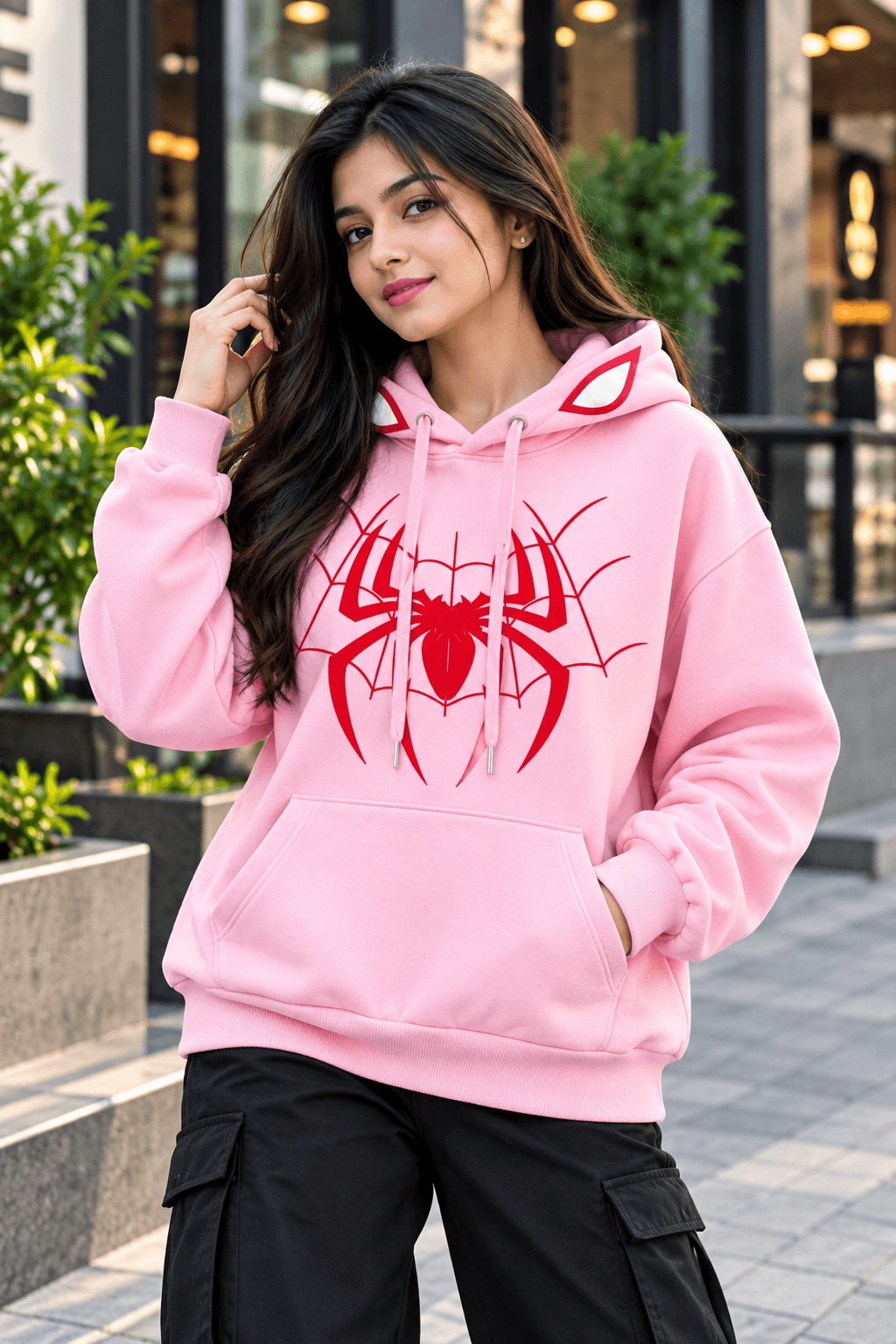 Women’s Pink Spider Hoodie – DR Fashion