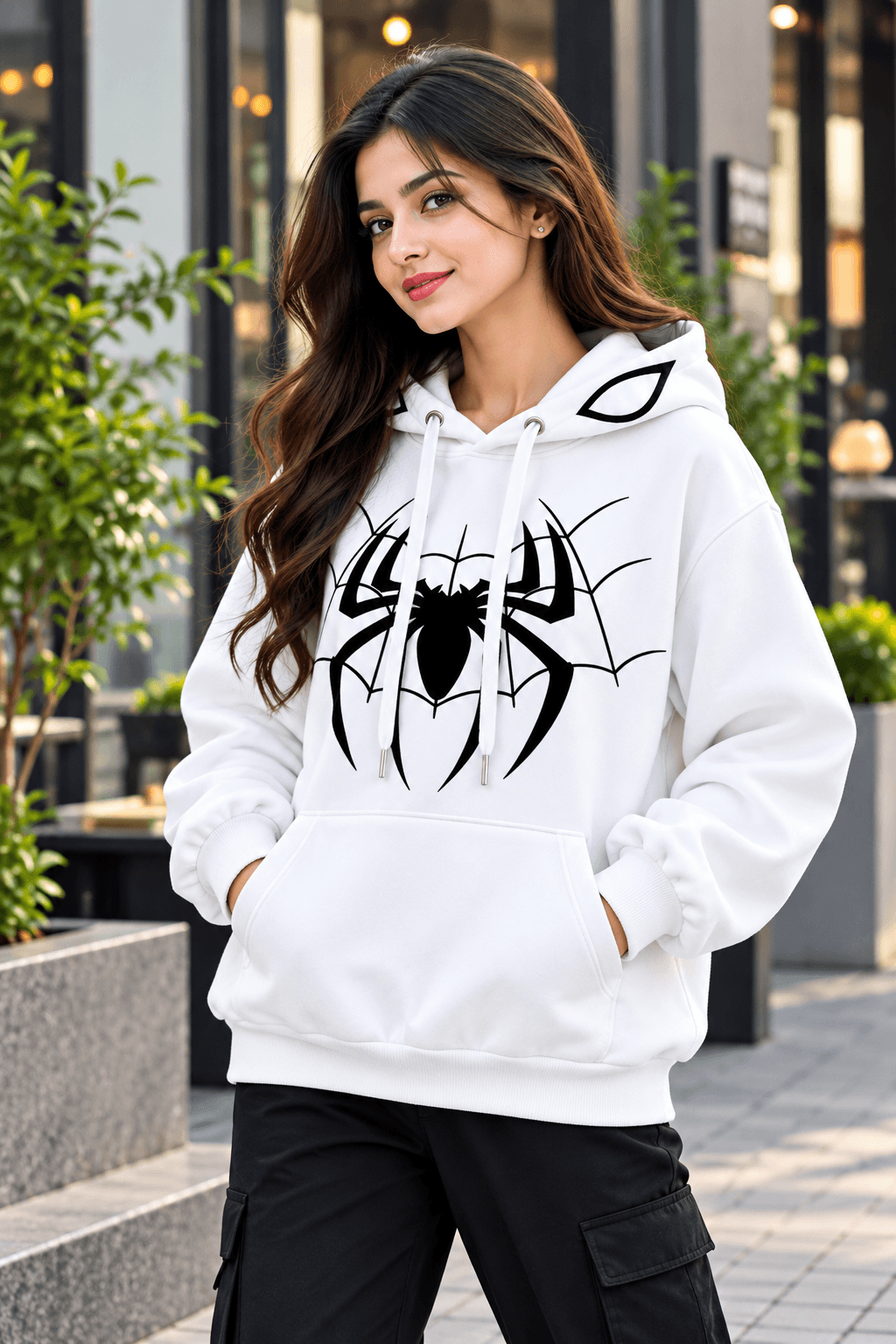 Women’s White Spider Hoodie – DR Fashion